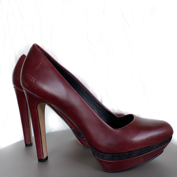 Burgundy Platform Diesel High Heels - Picture 2 of 5